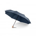 Obrázek  Skládací rPET deštník s dřevěnou rukojetí - modrá