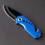 Obrázek Modrý kov.skládací nůž s řezákem na pásy a kladivem