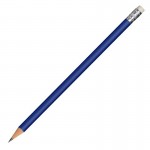 Obrázek Tm. modrá dřevěná, ořezaná metalická tužka s gumou 