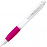 Obrázek Bílé kuličkové pero s růžovým úchopem, ČN