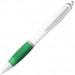 Obrázek Bílé kuličkové pero se zeleným úchopem - MN
