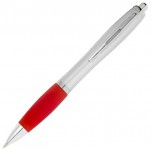 Obrázek Stříbrnočervené kuličkové pero s úchopem