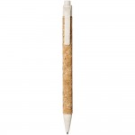 Obrázek Kuličkové pero z korku a pšeničné slámy, bílé