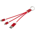 Obrázek Červený nabíjecí kabel 4v1 s klíčenkou, rec.hliník
