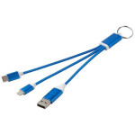 Obrázek Modrý nabíjecí kabel 4v1 s klíčenkou, rec.hliník