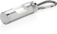 Obrázek Stříbrná jasná COB mini svítilna s karabinou