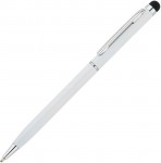 Obrázek Bílé tenké kovové kuličkové pero se stylusem