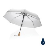 Obrázek Bílý deštník rPET, zcela automat., bambus. rukojeť
