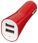 Obrázek Červená plastová duální USB nabíječka do auta
