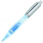 Obrázek Transparentně modré kuličkové pero s LED diodou