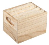 Obrázek Sada čtyř béžových ručníků v dřevěné krabičce
