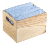 Obrázek Sada čtyř světle modrých ručníků v dřevěné krabičce