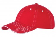 Obrázek Šestidílná červená prošívaná keprová čepice