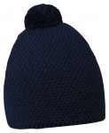 Obrázek Akrylová pletená zimní čepice tm. modrá s bambulí 