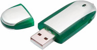 Obrázek Memory stříbrno-zelený USB flash disk, krytka 16GB