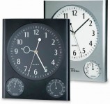 Obrázek Černé nástěnné hodiny s teploměrem a vlhkoměrem