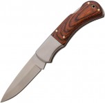 Obrázek Širší lovecký nůž s dřevěnou střenkou a pojistkou