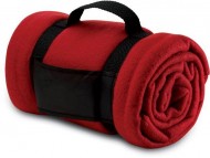 Obrázek Červená fleecová deka s popruhy