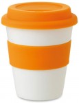 Obrázek Plastový pohár s oranžovým víčkem a úchopem