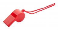 Obrázek Červená plastová píšťalka se šňůrkou v barvě