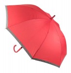 Obrázek Automat. větru odolný deštník s reflex. lemem,červený
