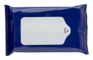 Obrázek Modré čistící vlhčené kapesníky s bílým uzávěrem
