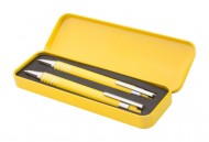 Obrázek Žlutá sada pera a mikrotužky 0,7mm v kovovém boxu