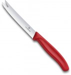 Obrázek Červený nůž na sýr/uzeniny VICTORINOX,vlnk.ostří 11cm