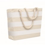 Obrázek Pruhovaná béžová bavlněná plážová/nákupní taška