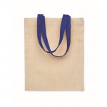 Obrázek Přírodní malá bavlněná taška 140g, modrá držadla