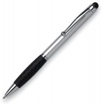 Obrázek Stříbrné plastové kuličkové pero se stylusem a gumovým úchopem