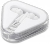 Obrázek Bílá sluchátka z PVC v trojúhelníkovém balení