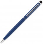 Obrázek Modré štíhlé kovové kuličkové pero se stylusem