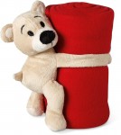 Obrázek Dětská červená fleecová deka s medvídkem